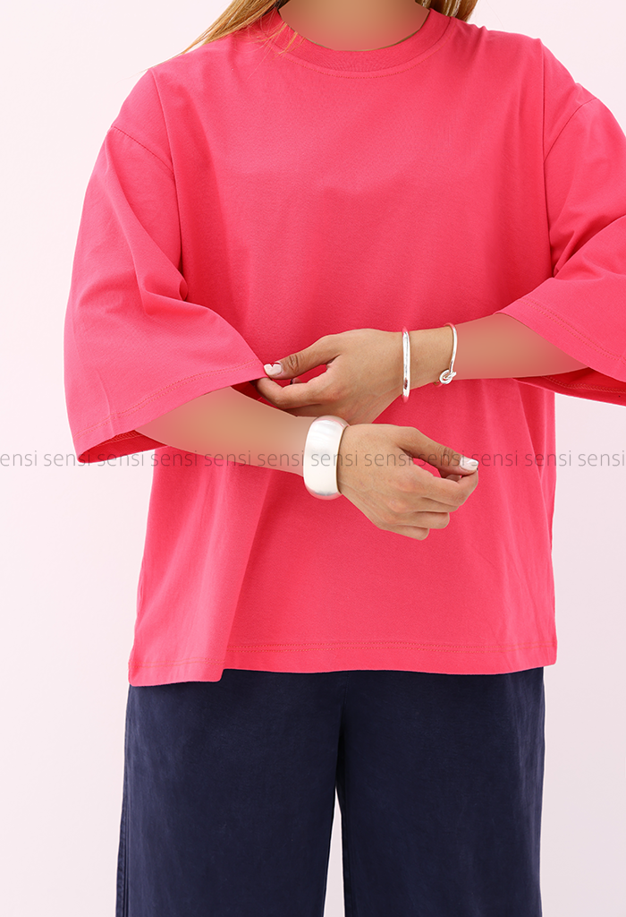 تیشرت زنانه باکسی رنگی کد1006272